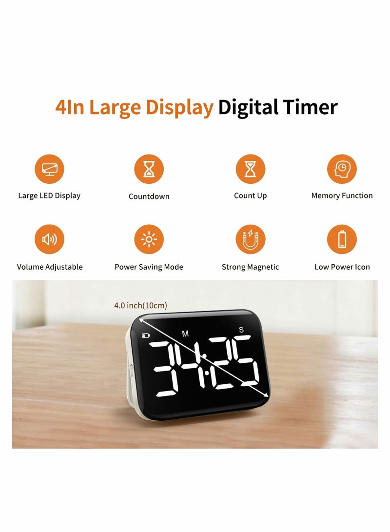 SYOSI ساعة منبه إلكترونية رقمية LED مغناطيسية مع وظيفة إضاءة ثابتة مستوى صوت 3 بيضة هادئة للأطفال وكبار السن معلم الفصل الأطفال الطباخ - Image 3