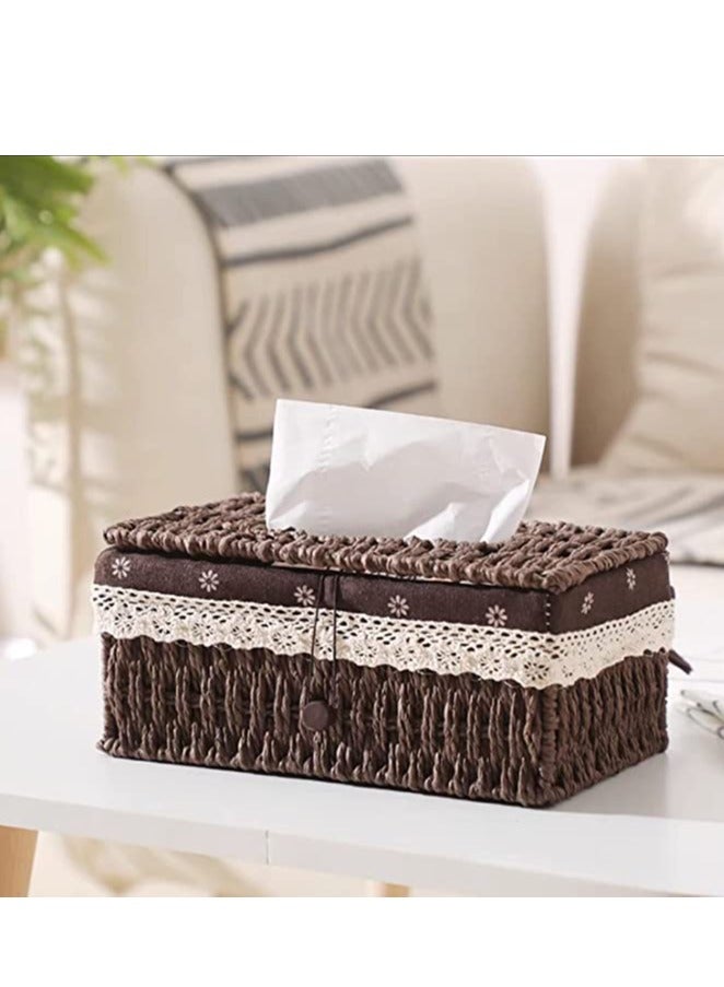 𝐅𝐅𝐃 Handmade Rattan Tissue Box Cover – Eco-Friendly Natural Woven Tissue Holder with Cotton Lining & Lace Edge, Decorative Victorian Design for Living Room, Bedroom, Bathroom, Office – Multi-Purpose & Elegant Storage Solution - Image 4