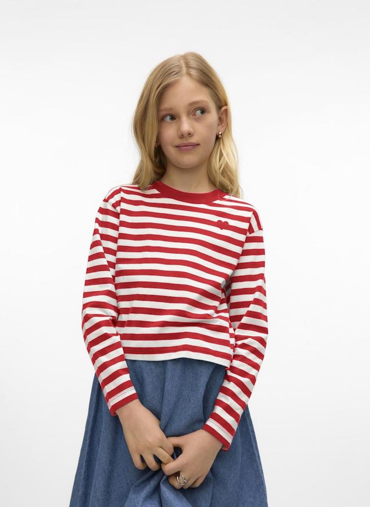 Vero Moda Girl - Kids Stripe Crew Neck Sweatshirt - Image 1