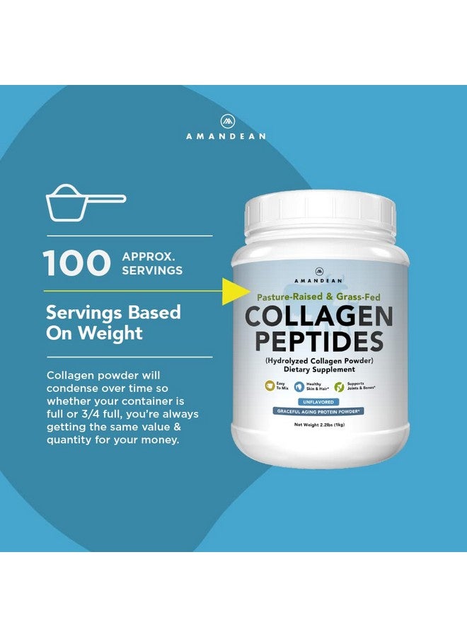 AMANDEAN مسحوق ببتيدات الكولاجين XL من لحم العشب المعالج نوع I و III بروتين الكولاجين من بقر هيدروليزات متكتل سهل الخلط بدون نكهة غير معدلة وراثيًا 18 حمض أميني لبشرة وشعر وأظافر صحية - Image 4