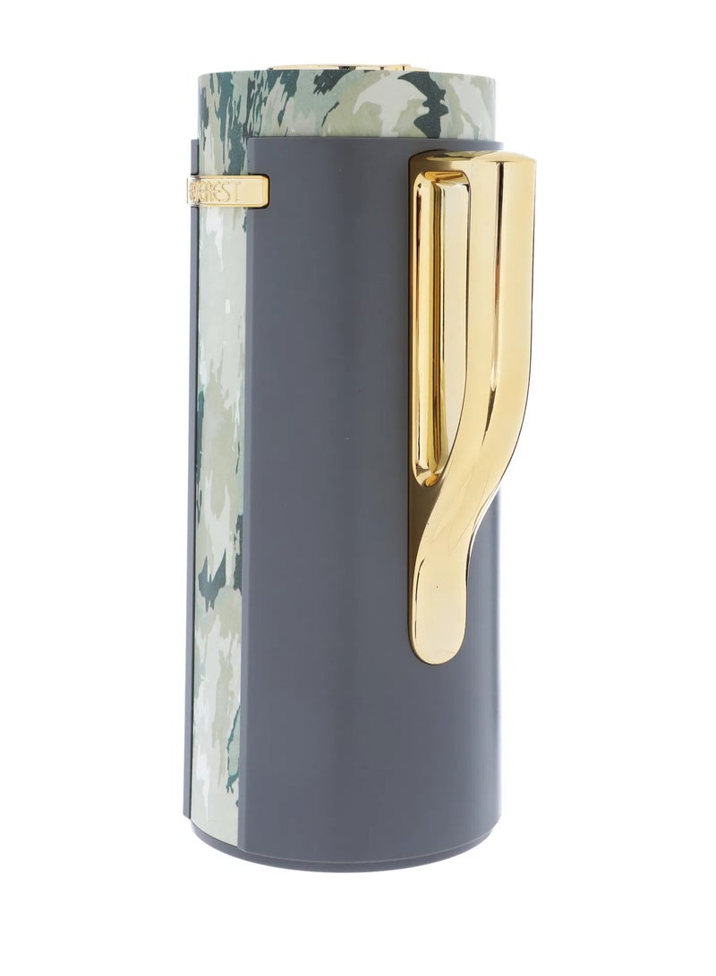 Alsaif Gallery Everest Widad Thermos, 1 liter, wooded pattern, thermal glass inner shell, plastic outer shell - dark gray - Image 3