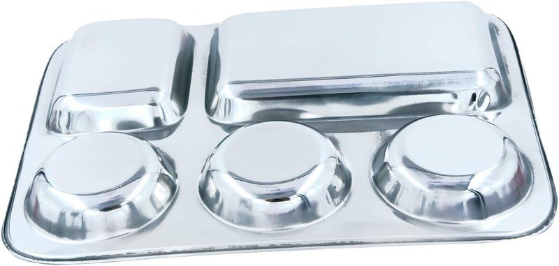 BPE Stainless Steel 5 in1 Bhojan ThaliDinner PlateRectangular Sectioned PlateTraditional Dinner PlateCompartment PlatePartition PlateSteel Thali 4 - Image 3