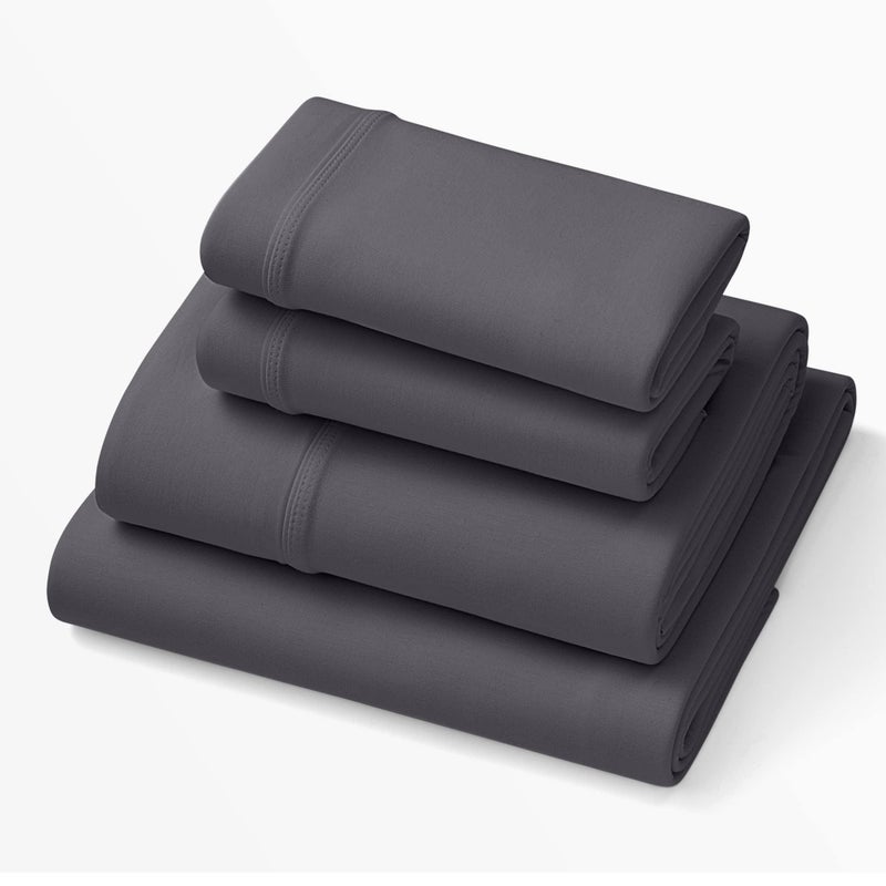 Purple Deep Pocket SoftStretch Sheets KingCal King Rayon Blend MoistureWicking Stormy Grey Fits Other Mattresses Adaptive Support
