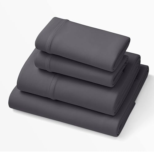 Purple Deep Pocket SoftStretch Sheets KingCal King Rayon Blend MoistureWicking Stormy Grey Fits Other Mattresses Adaptive Support - Image 1