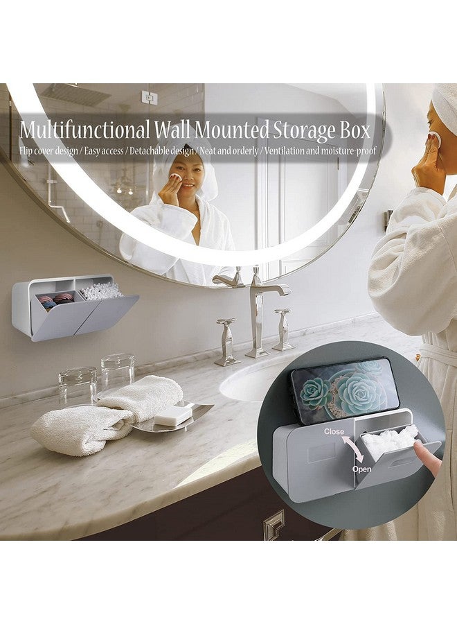 HOUSE OF QUIRK House of Quirk Ear Swab Holder Wall Mounted for Cotton Swabs, Cotton Ball, 10 Oz Q-tip Dispenser for Bathroom Storage Organization, Makeup Organizer - Grey  - Image 4