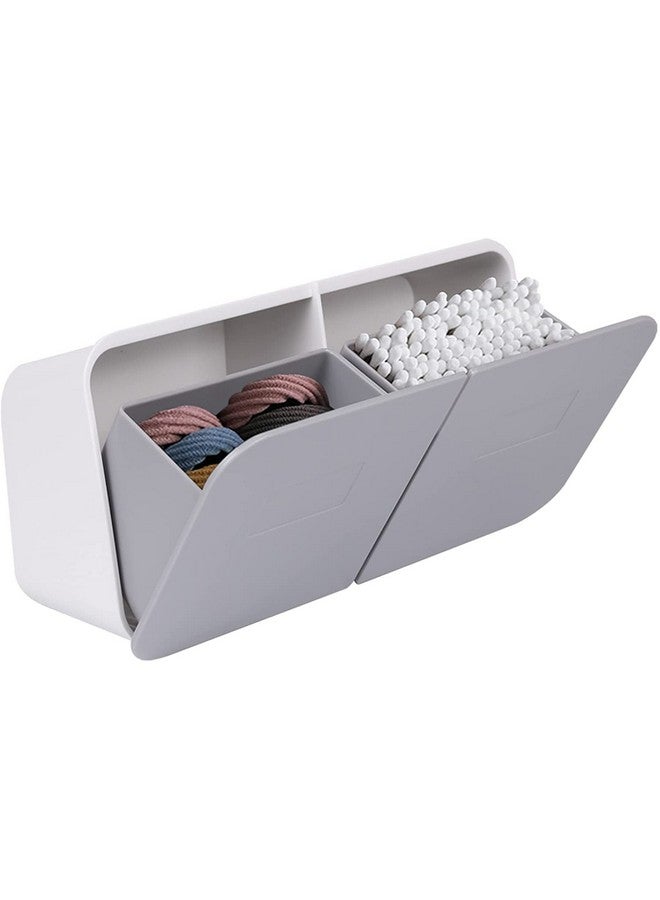 HOUSE OF QUIRK House of Quirk Ear Swab Holder Wall Mounted for Cotton Swabs, Cotton Ball, 10 Oz Q-tip Dispenser for Bathroom Storage Organization, Makeup Organizer - Grey  - Image 1
