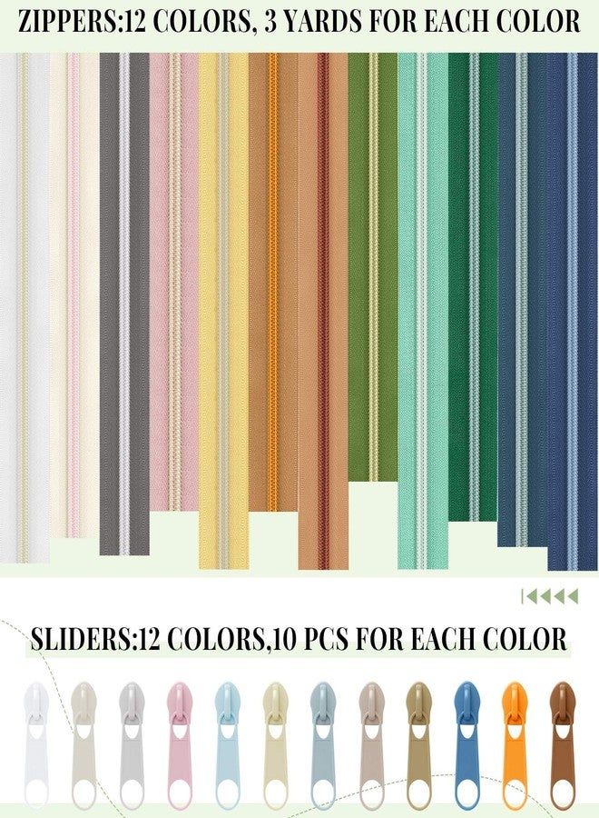 Solsew 12 Pcs Colourful Zippers for Sewing #5 Nylon Contrasting Colors Assorted Zipper by The Yard with 120 Sliders for Women Men DIY Tailor Bag Garment Crafts Supplies(Morandi Color,36 Yards) - Image 3