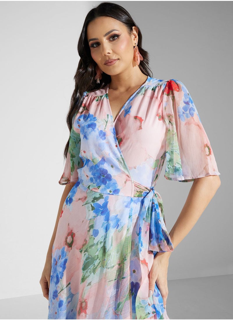 Tie Detail Flutter Sleeve Wrap Dress - pzsku/ZA6F63E298E8D4227F044Z/45/_/1710001139/e2d4b055-e08e-45c7-b65a-b37272c68799