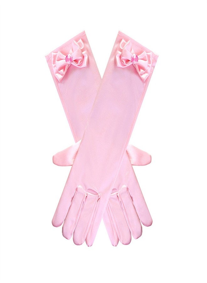 Loquat Girls' Spring and Autumn Long Gloves Pink  - Image 1