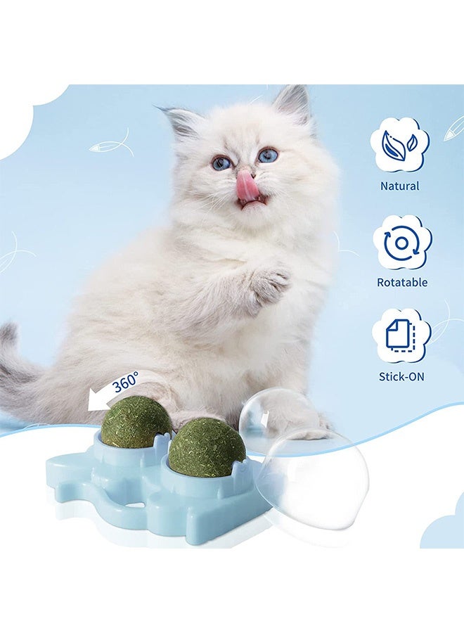 3 PCS Edible Wall Catnip Ball Indoor Rotatable Interactive Double Ball for Cats Chew Toy Treats for Cat Teeth Clean Cat Nips Organic Ball - Image 4