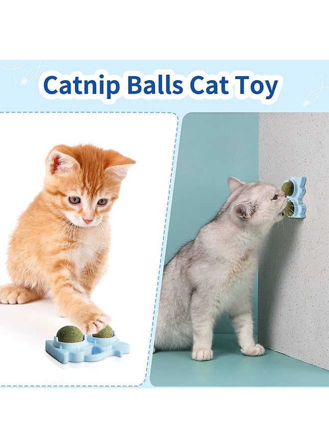 3 PCS Edible Wall Catnip Ball Indoor Rotatable Interactive Double Ball for Cats Chew Toy Treats for Cat Teeth Clean Cat Nips Organic Ball - Image 5