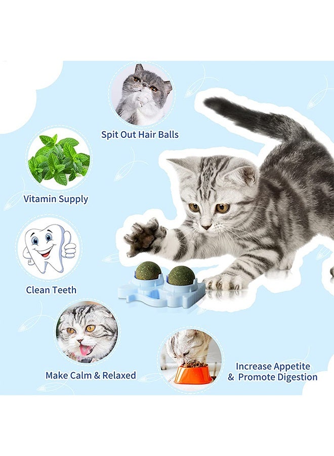 3 PCS Edible Wall Catnip Ball Indoor Rotatable Interactive Double Ball for Cats Chew Toy Treats for Cat Teeth Clean Cat Nips Organic Ball - Image 2