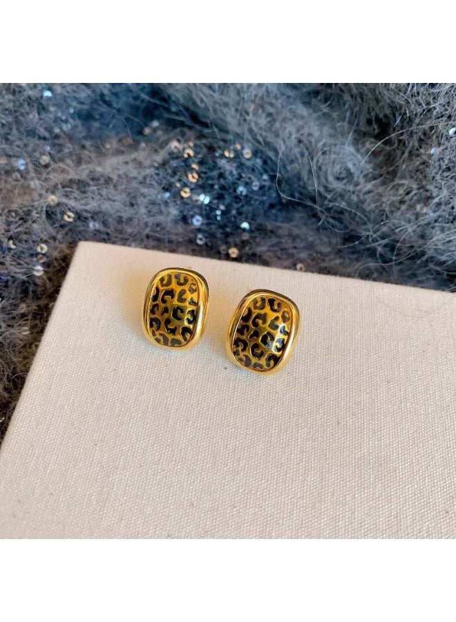 French style fashion retro simple geometric oval leopard print earrings women's personalized light luxury versatile earrings - Image 4