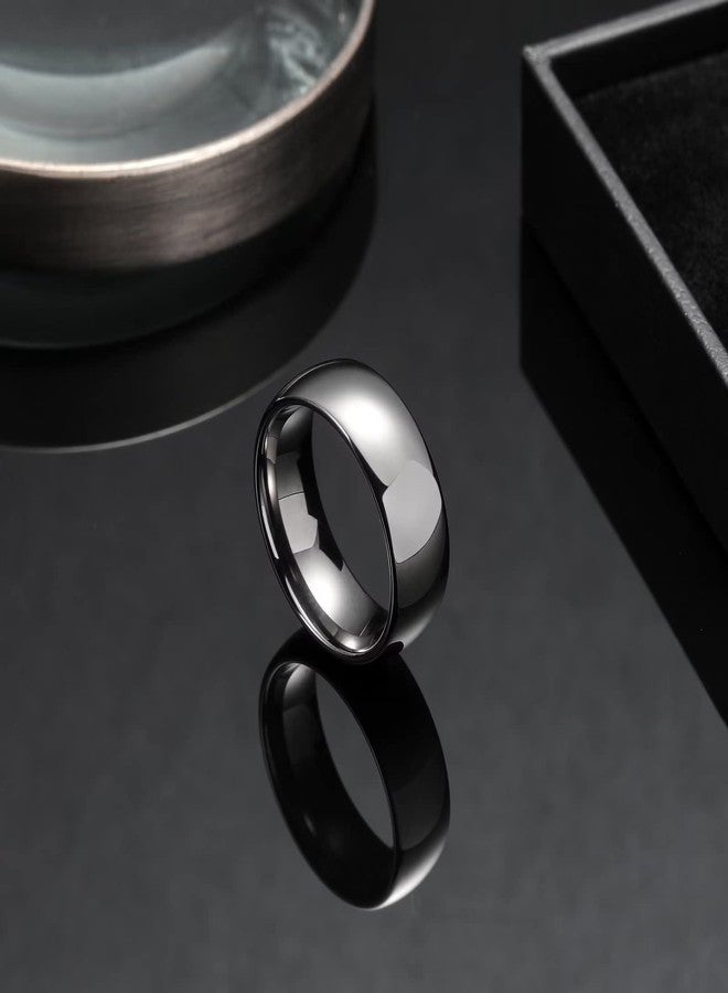 King Will 8mm Tungsten Carbide Wedding Band for Men Women Classic Promise Engagement Rings for Couples Domed Style High Polish Finished Comfort Fit, Gunmetal Size 9 - Image 2