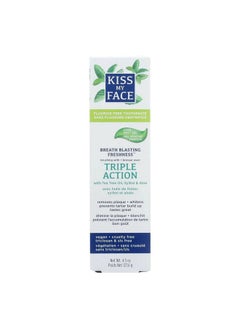 Kiss My face Kiss My Face Triple Action Herbal Mint Gel Toothpaste, SLS And Fluoride Free, Removes Plaque, Prevents Tartar, And Whitens Teeth, With Added Tea Tree Oil, No Artificial Colors Or Flavors, 4.5 oz  - Image 1