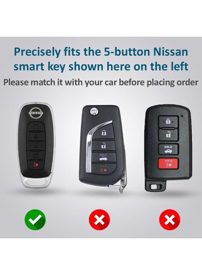 Autobase Silicone Key Fob Cover for 2023 2024 2025 Nissan Rogue Pathfinder Sentra | Rubber Remote Key Fob Protector Case with 5 Buttons - Black and Purple - 2 Pcs - Image 2