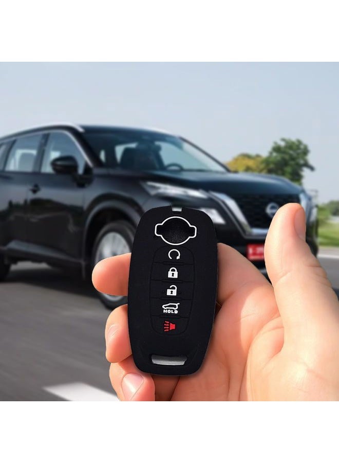 Autobase Silicone Key Fob Cover for 2023 2024 2025 Nissan Rogue Pathfinder Sentra | Rubber Remote Key Fob Protector Case with 5 Buttons - Black and Purple - 2 Pcs - Image 4