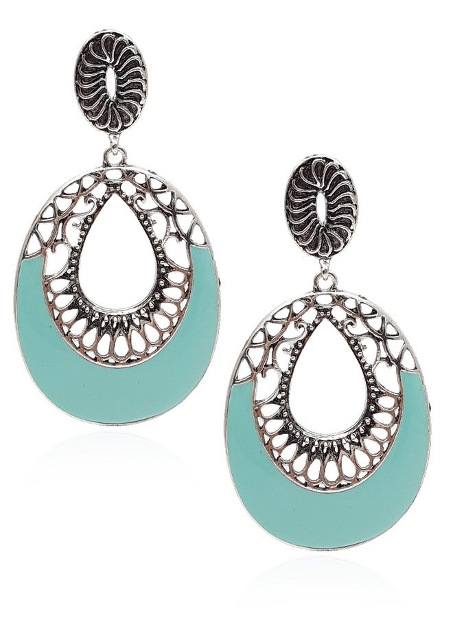 YouBella Jewellery Gold Plated Earrings for Girls and Women (Silver-Blue)