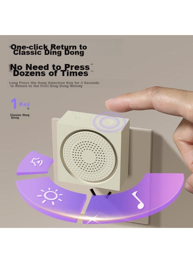 Advent Wireless Doorbell, Colorful Light-up Self-charging, Home Use, One-on Silent Call Button, Cream Style - Image 4