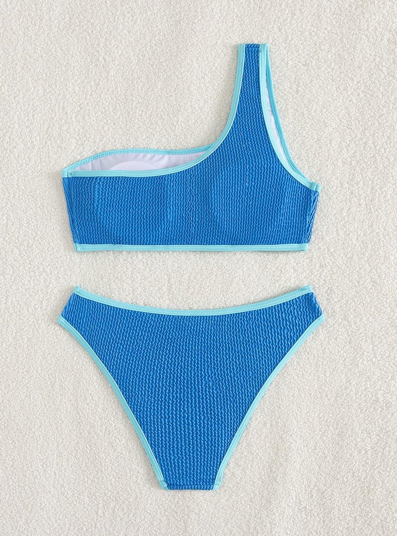 YIMISAN Womens Bikini Sets One Shoulder Top with Low Waisted Tankini Two Piece Bathing Suit - Image 5