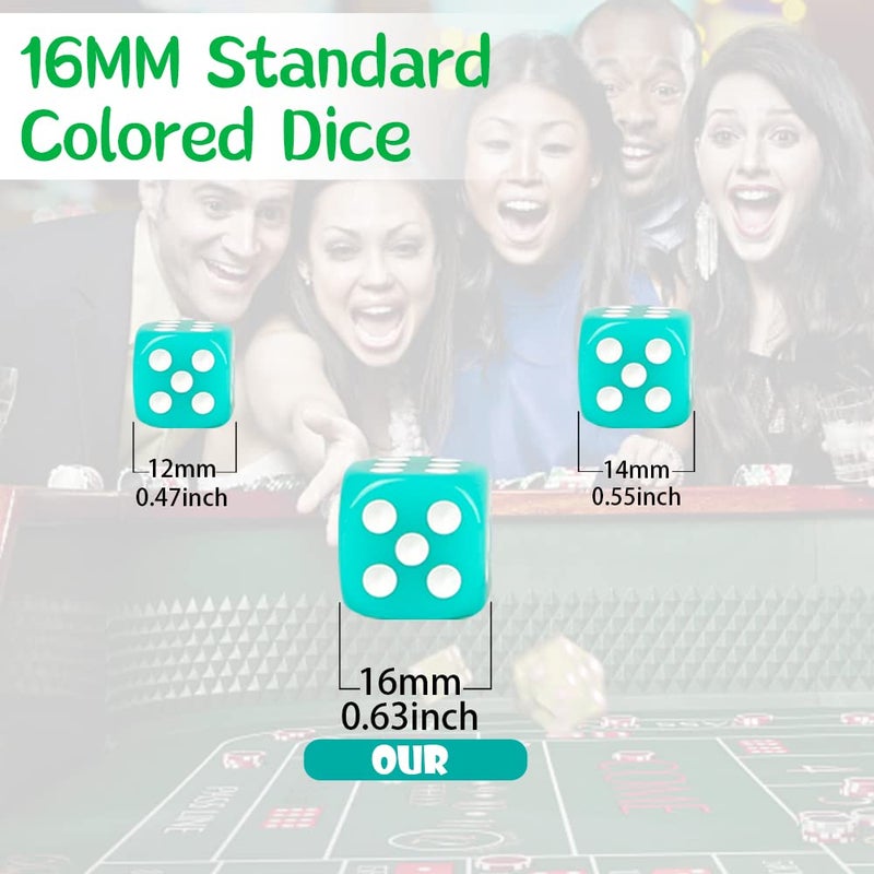 SLSESIN 100 Pieces 16MM Dice Set, 6 Sided Standard Colored Dices with Portable Plastic Box, Opaque 10 Colors Games Dice for Board Games, Parties, Classroom Math Bulk Dice - Image 2