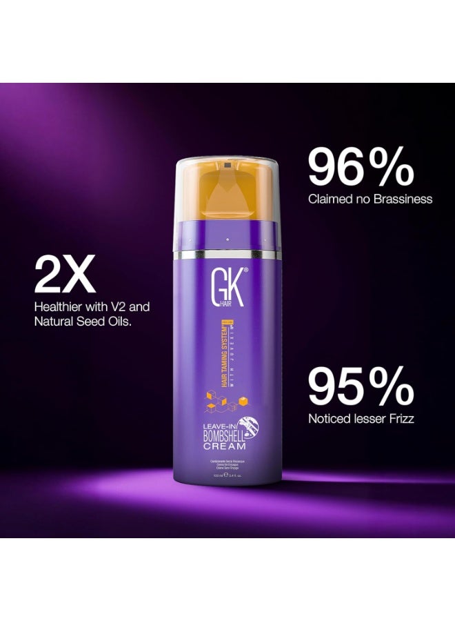 GK HAIR Global Keratin Leave In Bombshell Purple Cream (3.4 Fl Oz/100ml) Conditioning Smoothing Moisturizing Hydrating Frizz Control for Blonde Damaged Hair Removes Yellow Brassy Tones Flyaways - Image 5