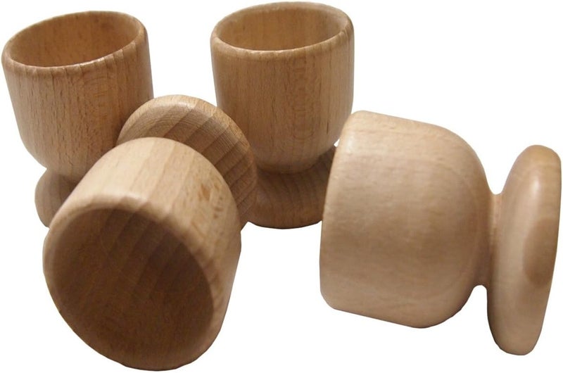 EFO Wooden Egg Cups - Boiled Egg Holder - Easter Decor - Arts and Crafts DIY Unfinished Wood - Easter Gift - Egg Cup Set of 4 - Image 1