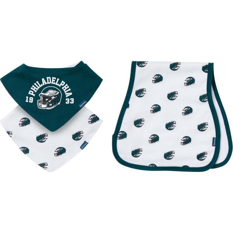 Gerber Baby NFL Team Bandana Bibs and Burp Cloth Set Eagles One Size - Image 2
