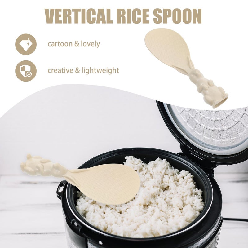 Vertical Rice Paddle Spoon With Stand Non Stick Food Grade PP Kitchen Serving Tool Brown - Image 5