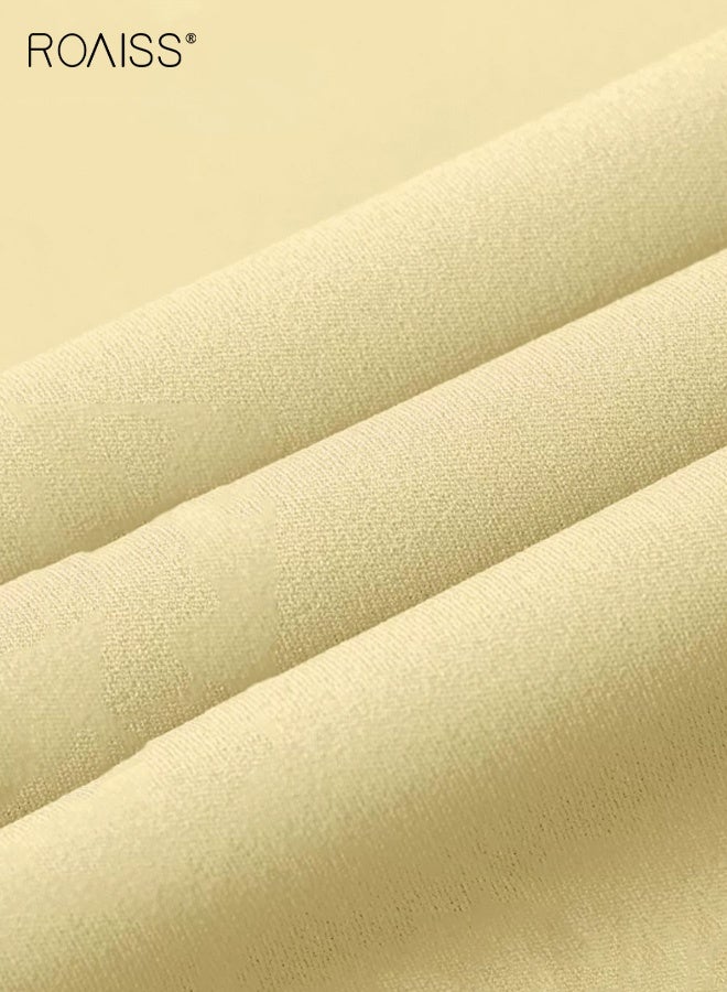 roaiss Women's Sports Bra, Nude-Feel Antibacterial Backless Sports Bra for Women, High-Intensity Shock-Absorbing Yoga Running Double-Strap Fitness Bra, Yellow - Image 5