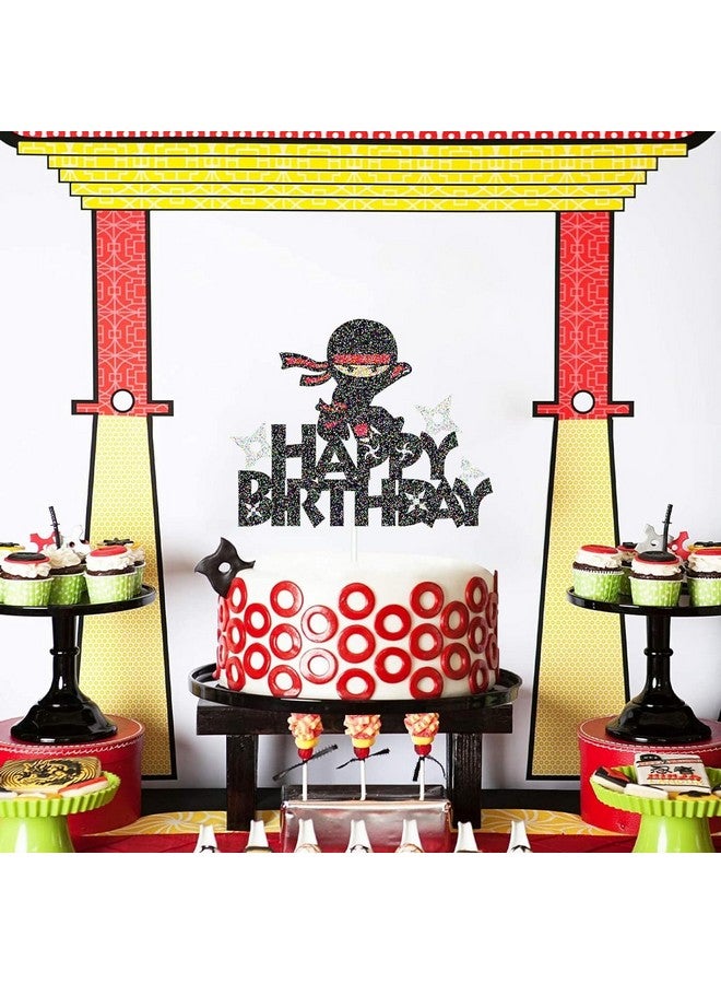Confetti Ninja Warrior Birthday Cake Topper - Shimmering Black Glitter Kung Fu Themed Party Decoration for Boys, Girls & Baby Showers (Ninja Cake Topper) - Image 4