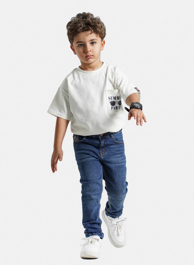 Remint Boys Skinny Lycra Jeans Dark Blue  - Image 3