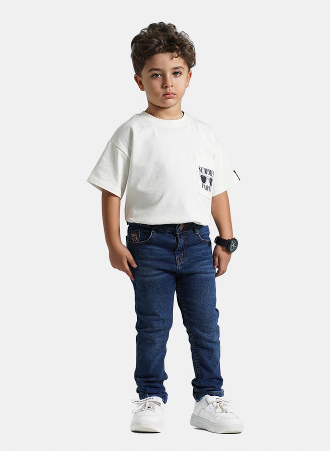 Remint Boys Skinny Lycra Jeans Dark Blue  - Image 2