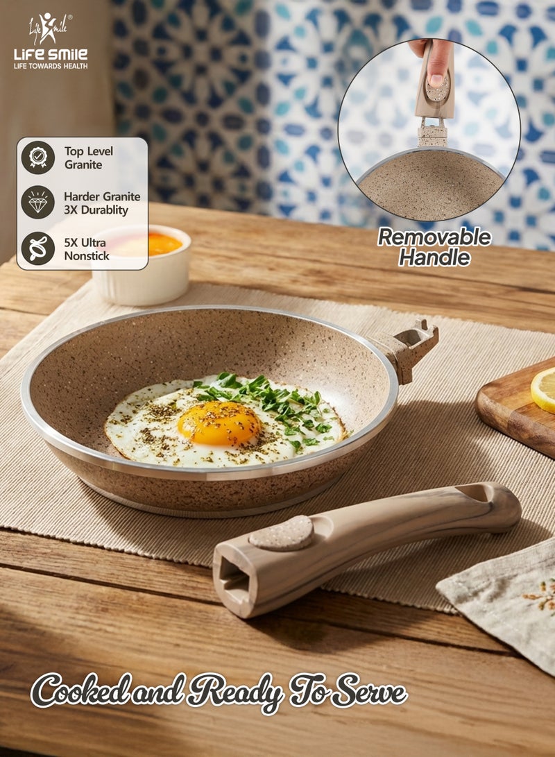 Life Smile Nonstick Cookware Set 19 Pcs Cookwares –Energy Saver Pots and Pans Set – Granite Coating Cooking Pots Set Includes 32 cm x 9.5 L Casserole with Lid, 28 cm x 6.7 L Casserole with Lid, 24 cm x 4.1 L Casserole with Lid, 20 cm x 2.3 L Casserole with Lid, 28 cm x 2.5 L Fry Pan, 20 cm x 1 L Fry Pan, 32 cm x 6.6 L Shallow Pot with Lid & Silicone Utensils - Image 5