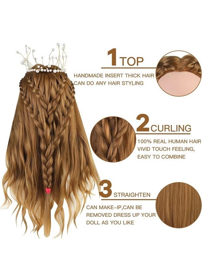 Neverland Beauty & Health - Mannequin Head with 50% Real Human Hair, 28 Inch Make up Cosmetology Manikin Practice Head with Hair,Braiding Hairdressing Doll Head for Hair Styling with Table Clamp + DIY Hair Styling Set - Image 1
