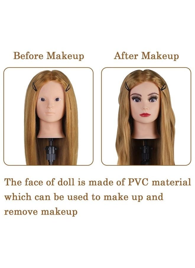 Neverland Beauty & Health - Mannequin Head with 50% Real Human Hair, 28 Inch Make up Cosmetology Manikin Practice Head with Hair,Braiding Hairdressing Doll Head for Hair Styling with Table Clamp + DIY Hair Styling Set - Image 1