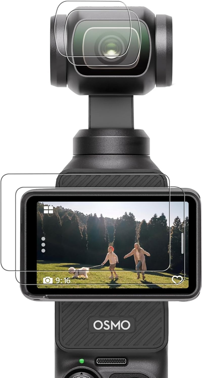 CYNOVA DJI Osmo Pocket 4/3 Screen Protector, Osmo Pocket 3/4 Lens Protector for DJI Osmo Pocket 3/4 Accessories with Tempered Glass LCD Display Film, Ultra HD, 9H Hardness, Scratch Resistant - Image 1