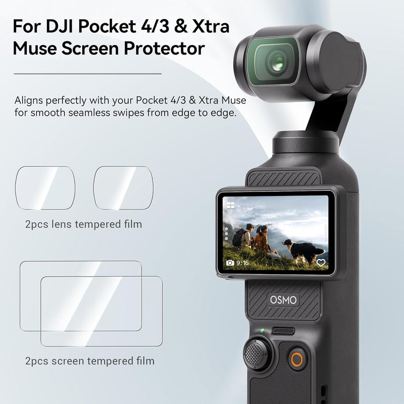 CYNOVA DJI Osmo Pocket 4/3 Screen Protector, Osmo Pocket 3/4 Lens Protector for DJI Osmo Pocket 3/4 Accessories with Tempered Glass LCD Display Film, Ultra HD, 9H Hardness, Scratch Resistant - Image 5