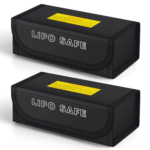 PAWBOSE 2pcs Lipo Battery Bag Fireproof Lipo Guard Safe Box 185x75x60mm Explosionproof Small Charging Case for rc Storage Lithium ion and Travel Protection - Image 1