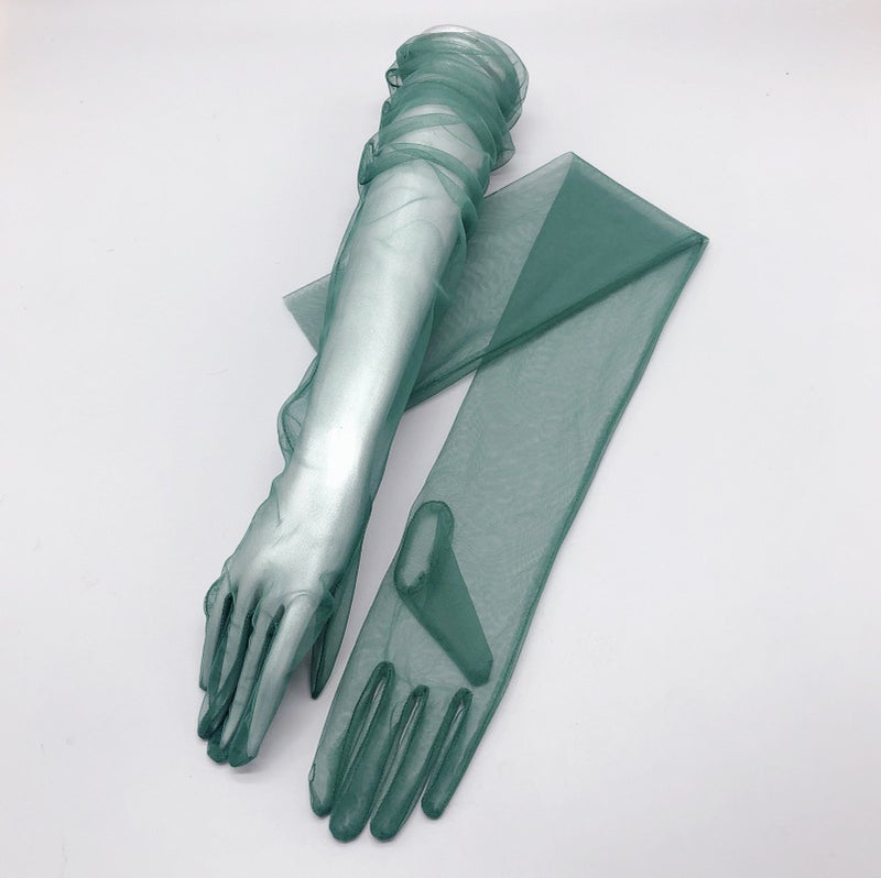 DIY Sheer Bridal Gloves in Black, White  Red dark green 
