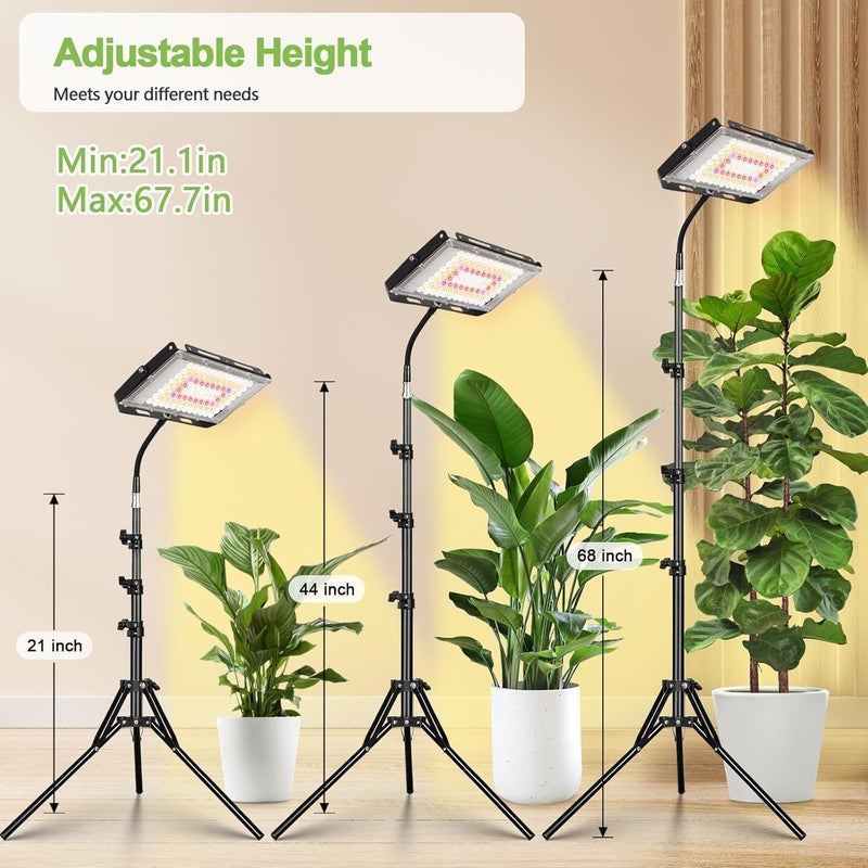 LBW Stand Grow Lights for Indoor Plants, Full Spectrum 96 LEDs Plant Grow Light, Upgraded Floor Grow Lamp with Adjustable Tripod Stand 21-68in, On/Off Switch,Ideal for Tall Large Houseplant Growing - Image 5
