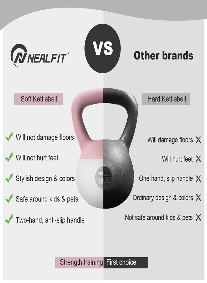 NEALFIT Soft Kettlebell 5LB/10LB/15LB/20LB/25LB, Kettlebells for Home Gym Strength Training, Anti-Slip Fitness Weights for Men Women (5LB Pink-White) - Image 4