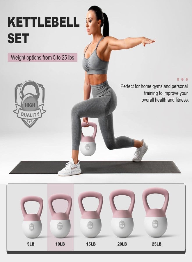 NEALFIT Soft Kettlebell 5LB/10LB/15LB/20LB/25LB, Kettlebells for Home Gym Strength Training, Anti-Slip Fitness Weights for Men Women (5LB Pink-White) - Image 3