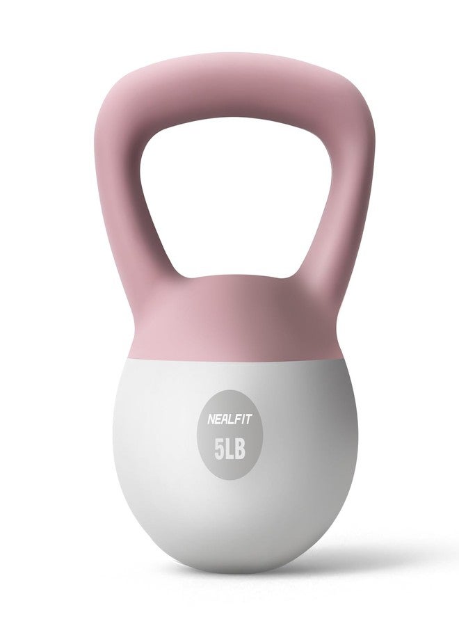 NEALFIT Soft Kettlebell 5LB/10LB/15LB/20LB/25LB, Kettlebells for Home Gym Strength Training, Anti-Slip Fitness Weights for Men Women (5LB Pink-White) - Image 1