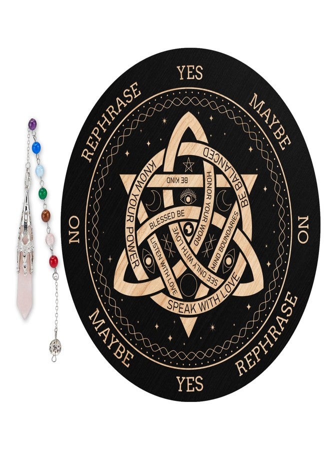 ORIGACH 7.9" Knot Pendulum Board Wooden Witchcraft Divination Board with Crystal Dowsing Pendulum for Spirit Altar Decoration - Image 1