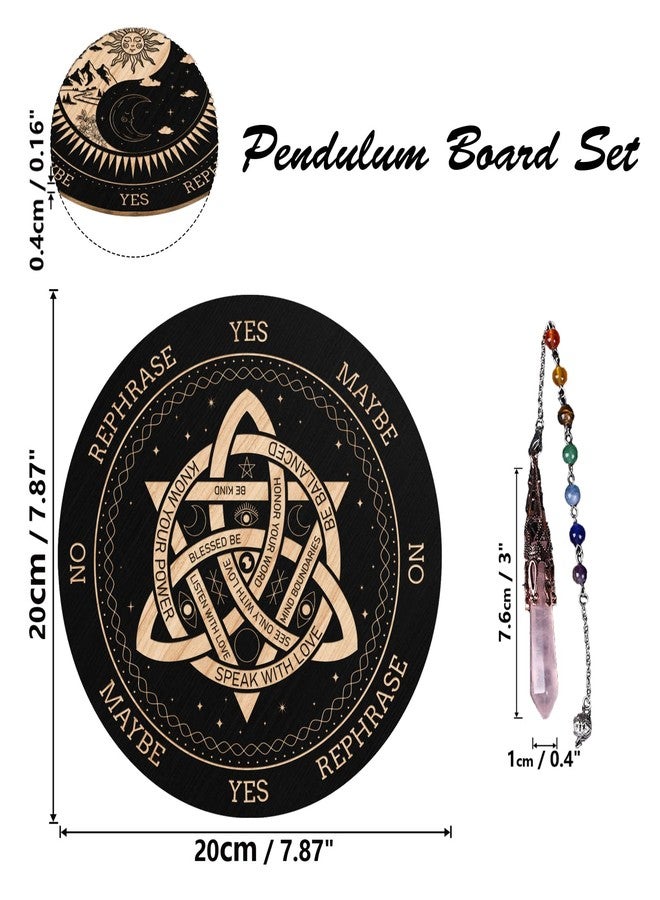 ORIGACH 7.9" Knot Pendulum Board Wooden Witchcraft Divination Board with Crystal Dowsing Pendulum for Spirit Altar Decoration - Image 2