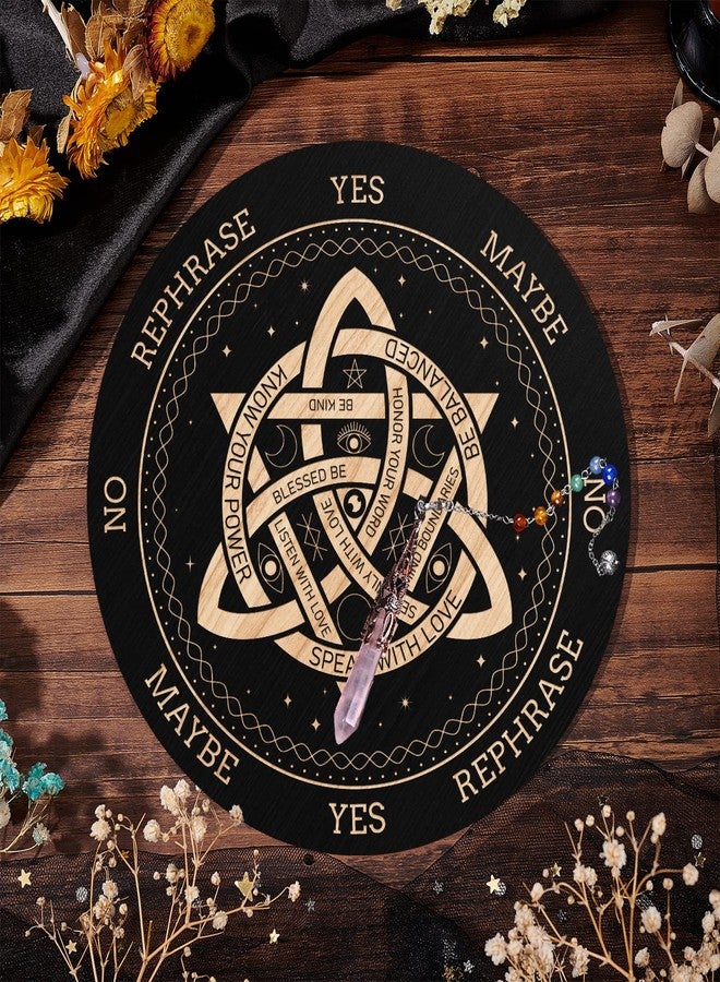 ORIGACH 7.9" Knot Pendulum Board Wooden Witchcraft Divination Board with Crystal Dowsing Pendulum for Spirit Altar Decoration - Image 3