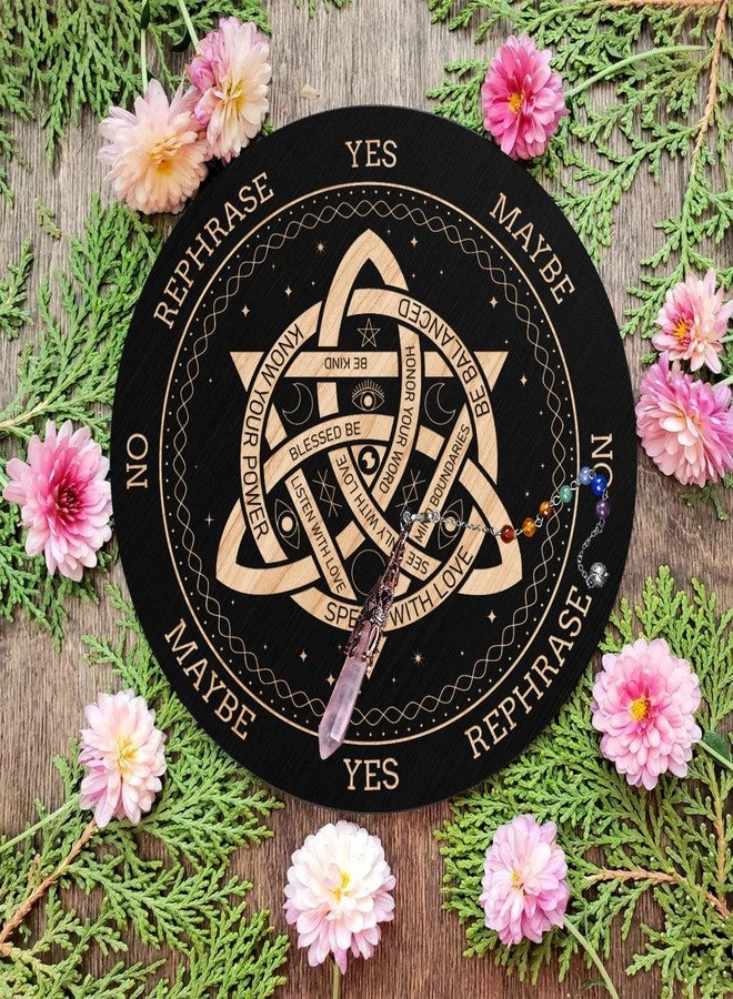 ORIGACH 7.9" Knot Pendulum Board Wooden Witchcraft Divination Board with Crystal Dowsing Pendulum for Spirit Altar Decoration - Image 4