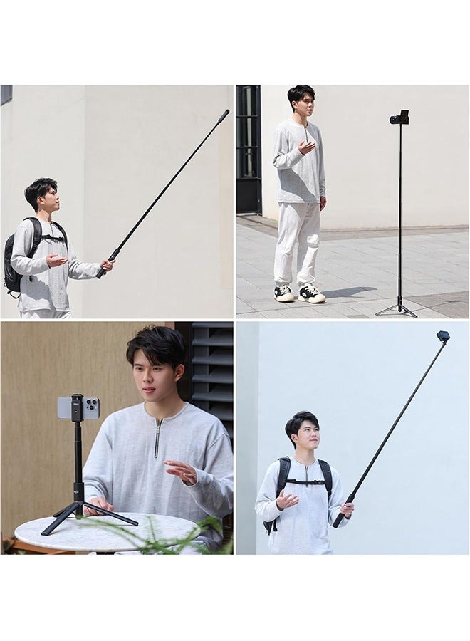 ULANZI TT52 59in Invisible Selfie Stick Tripod, Extendable Pole Selfie Stick Handle Grip Compatible with DJI OSMO 360/OSMO Pocket 3/Insta 360 x5 x4 x3 w Adapter for G-O P-RO Hero 13 12 11 10 9 8 7 6 - Image 3