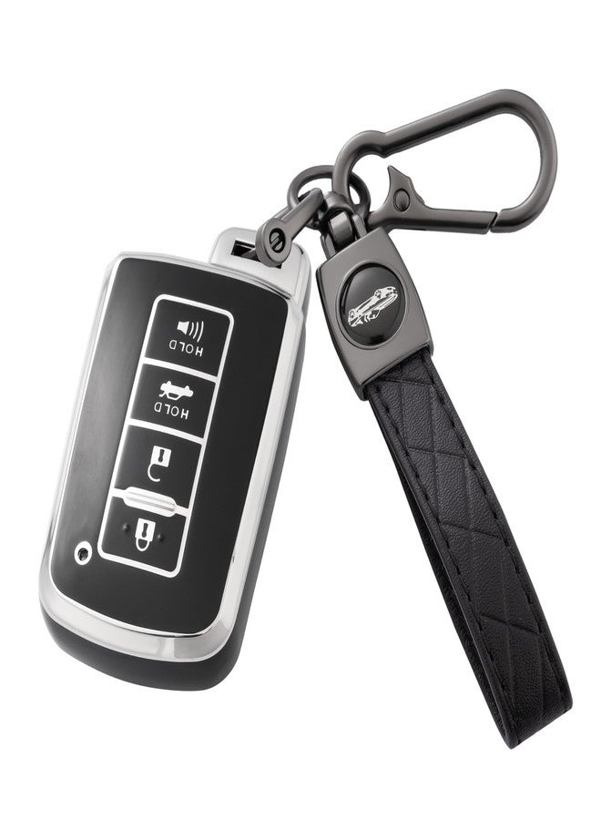 Flensent Key Fob Cover with Keychain for Toyota Highlander Sequoia Avalon Camry Corolla RAV4 2012-2019 (Black) - Image 1